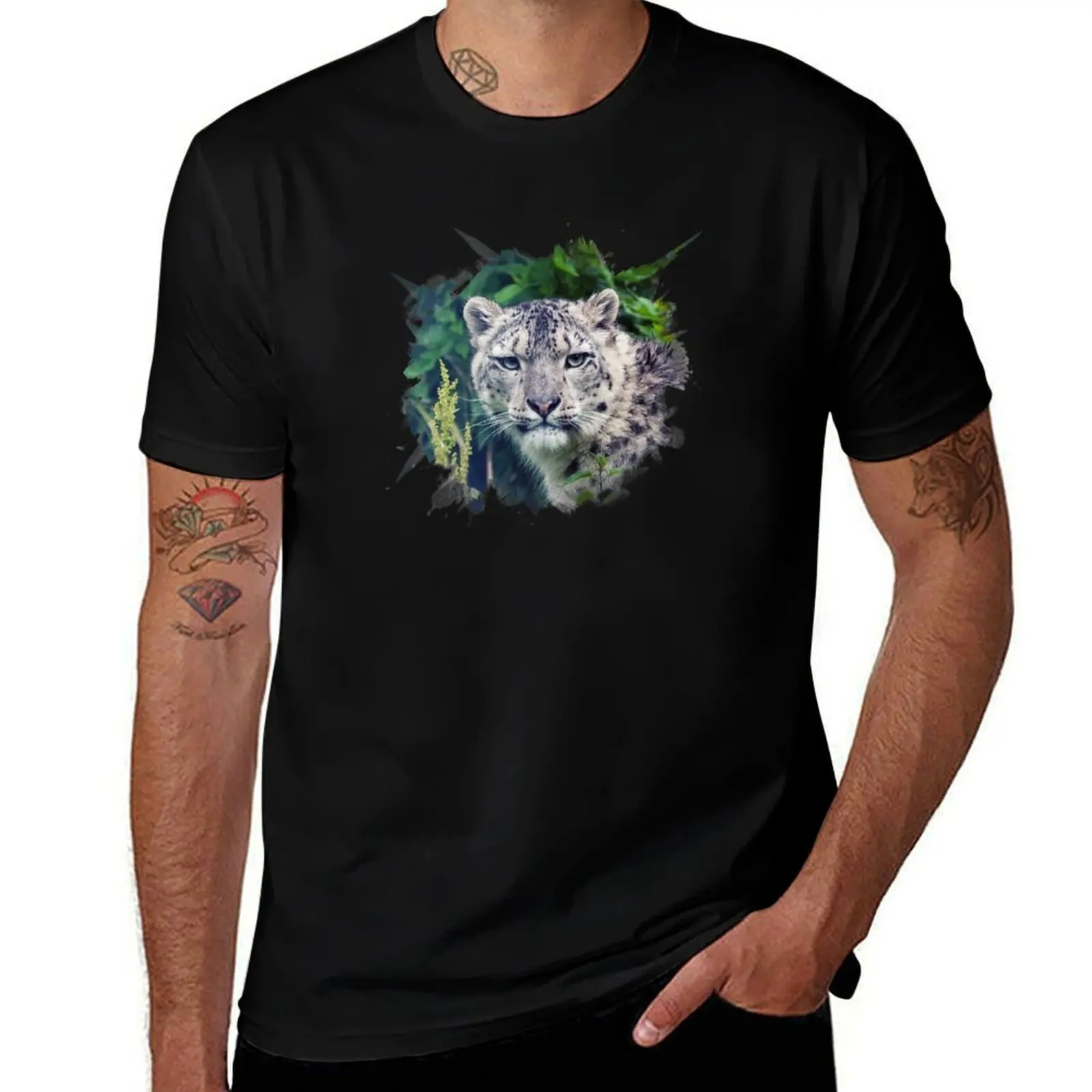 

Snow Leopard T-Shirt printed t shirts for man t shirt men 100% cotton luxury brand T-Shirt