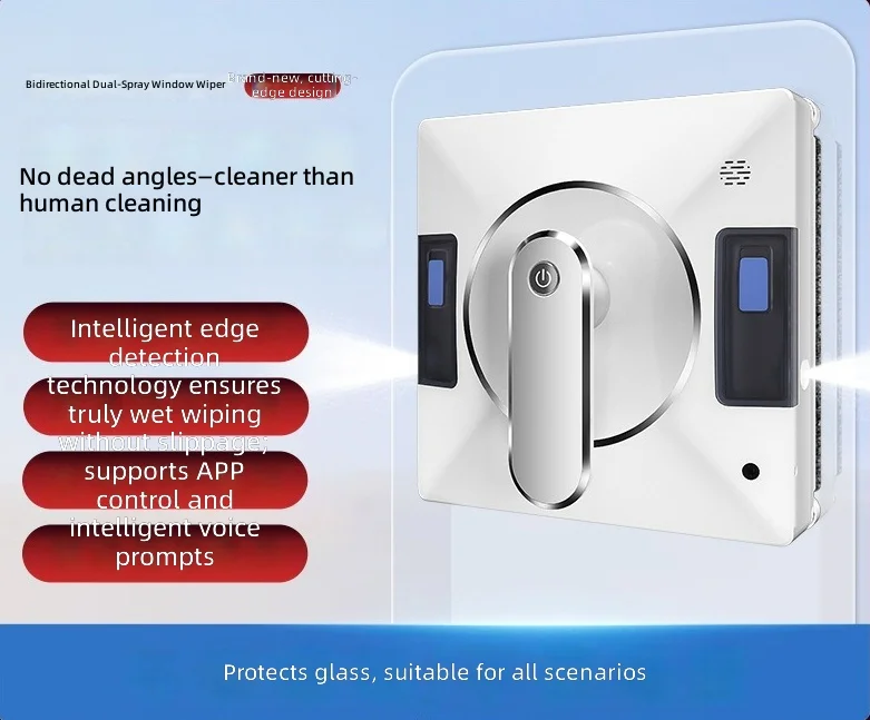 Smart Window Cleaning Robot, Automatic Glass Cleaner, Strong Suction, App Controlled, Efficient Wiping, Home and Office Use