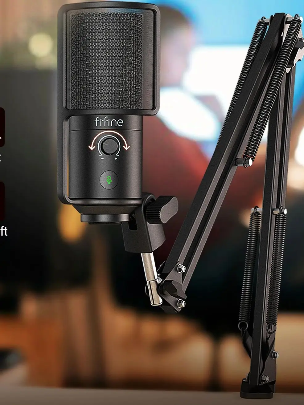 Kit de microphone de Streaming USB FIFINE avec bras de flèche, ensemble de micro à condensateur avec bouton muet, bouton de Gain pour PC, enregistrement, YouTube-T669PRO1 3