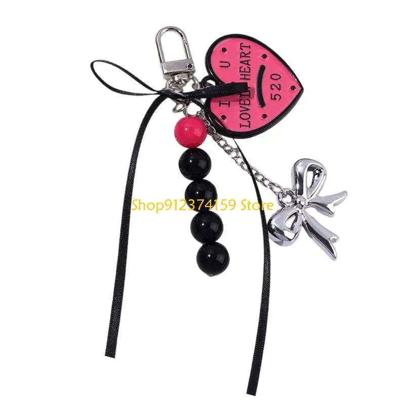 G5AE Aesthetic Keychain Charms,Beaded Bows Bag Charm Pendant Purse Handbag Decors