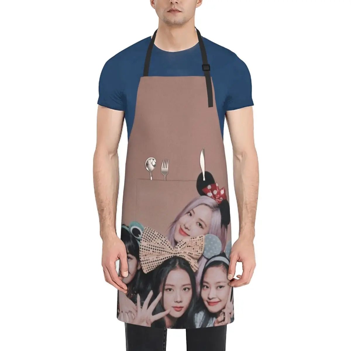 

LIKE-BLACK-PI-NK Custom Kitchen Apron Party Cooking Apron Adult Baking Accessories Waterproof Fabric Printed Cleaning