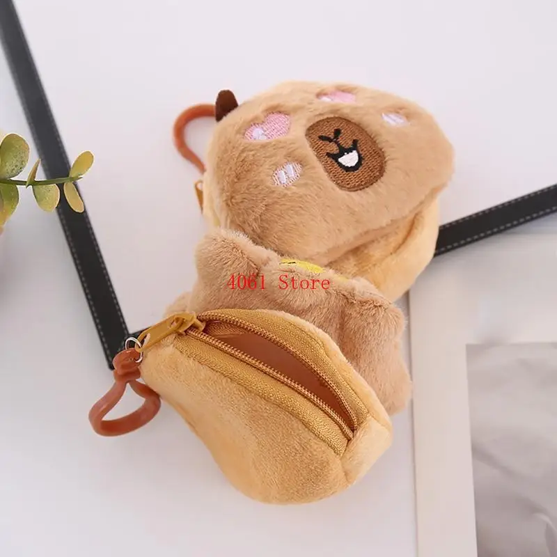 Creative Capybara Plush Coin Holder Coin Purse Storage for Headphones and Keys