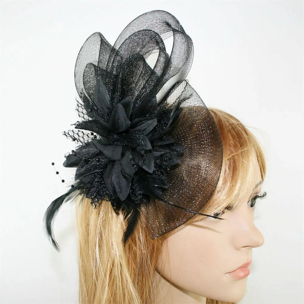 Latin Dance Performance Fascinator Brooch Bridal Hairpin Headdress Feathers Hair Clip Wrist Flower Wedding Hair Accessories