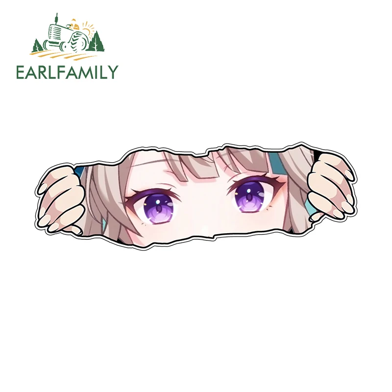 EARLFAMILY 13cm x 4.4cm Genshin lmpact Lynette Chibi Decals Anime Peek Girl Accessories Hand Car Stickers Sunscreen Decor