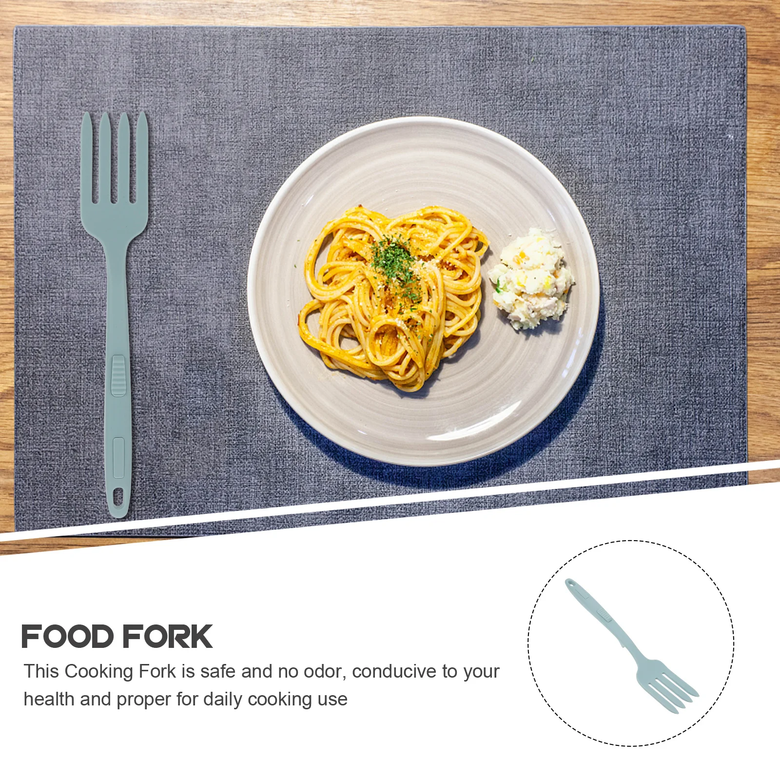 

Silicone Cooking Fork Large Nonstick Kitchen Fork for Pasta Noodle Salad Mixing Practical Kitchen Gadget