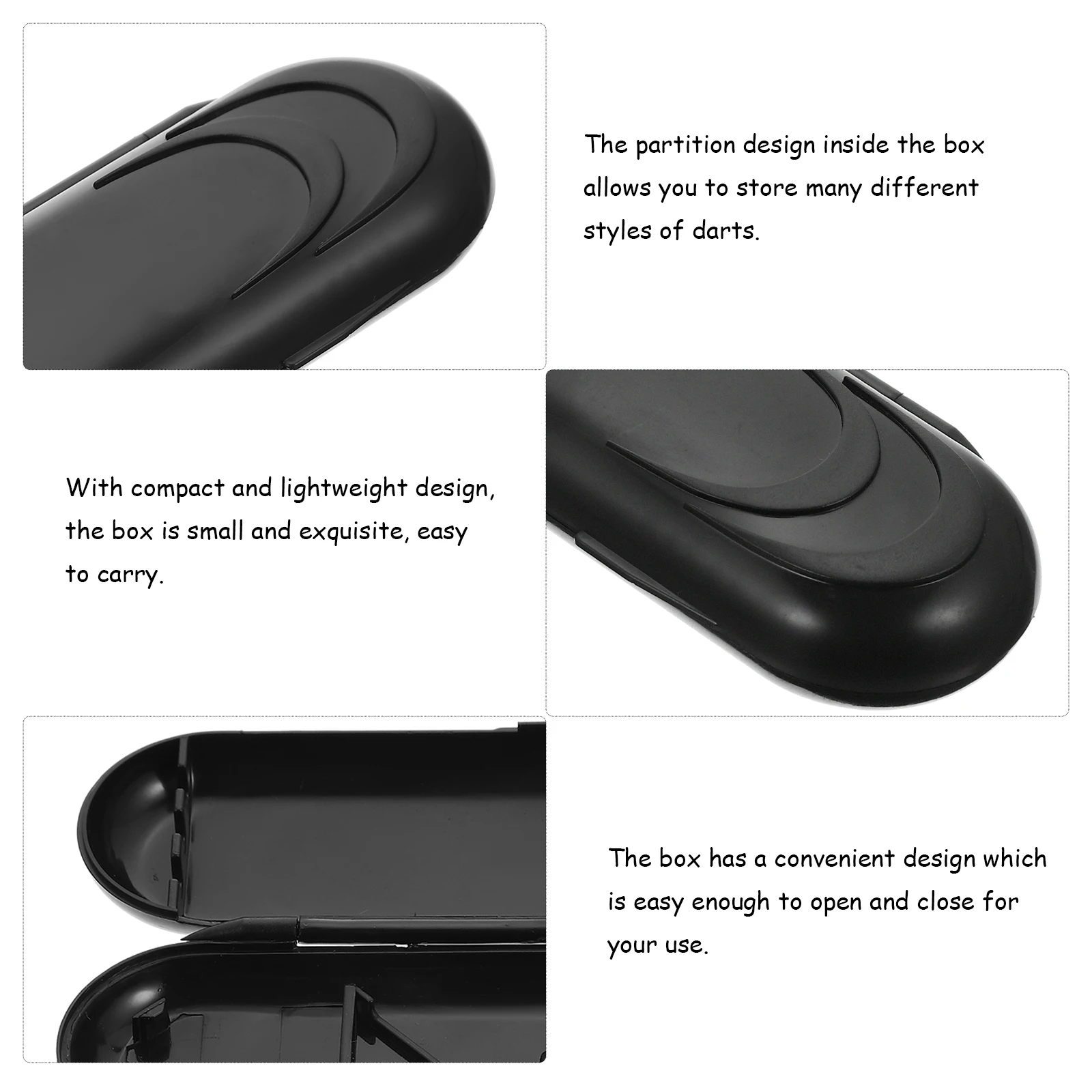 

Oval Dart Storage Box Portable Case Black Durable Storage Organizer Lightweight Game Holder for Steel
