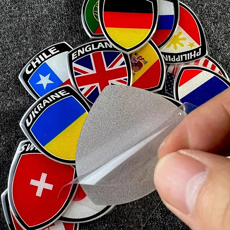 World National Flag Sticker 3D Reflective Motorcycle Accessories Badg Decals For Korea France Spain Brazil Chile ukraine Italy