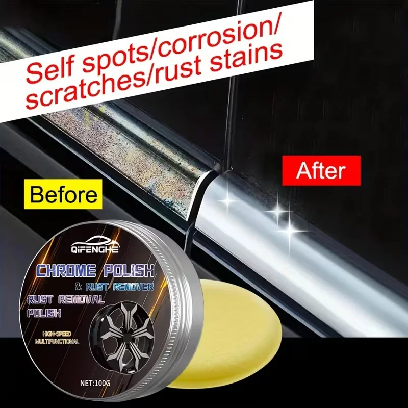 Auto Chrom Rostentferner Creme, 100g Hochleistungs-Metallpoliermittel, Entfernt Rost & Stellt Glanz Wieder Her