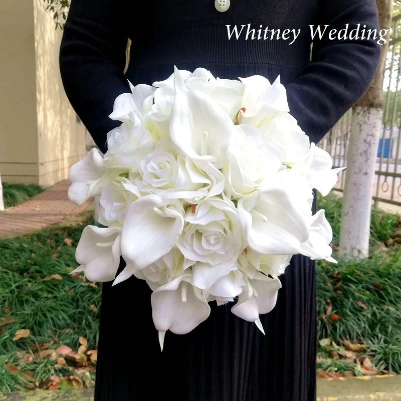 Bouquet de Fleurs Rondes Blanches pour Mariage, Simple, au Toucher Réel, Décoration pour Patients de Demoiselle d'Honneur