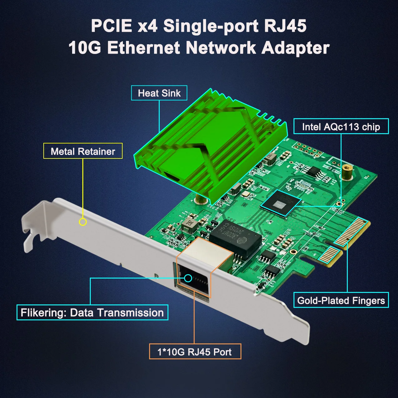 Ethernet network adapter for servers with ports and 5G 2.5G multi-rate support