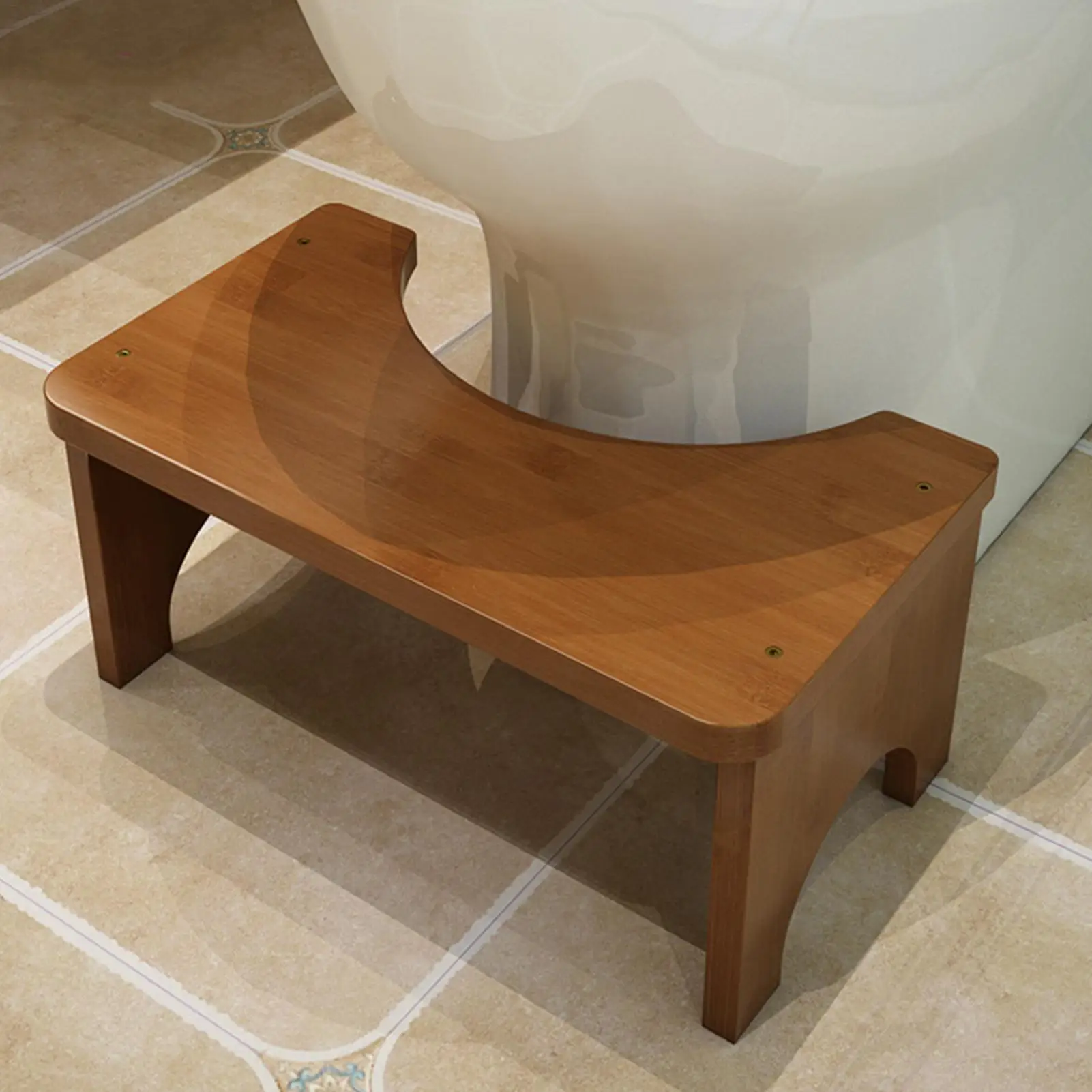 Wooden Toilet Squatting Stool Ergonomic Foot Rest for Adults & Kids, Bathroom Potty Step Stool for Elderly, Home Bathroom Use