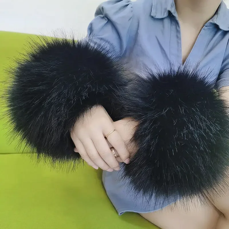 Fur Cuffs for Women, Arm Sleeve, Warmer Lady Bracelet, Wristband Glove, Women's Coat, Wrist, Furry, Warm