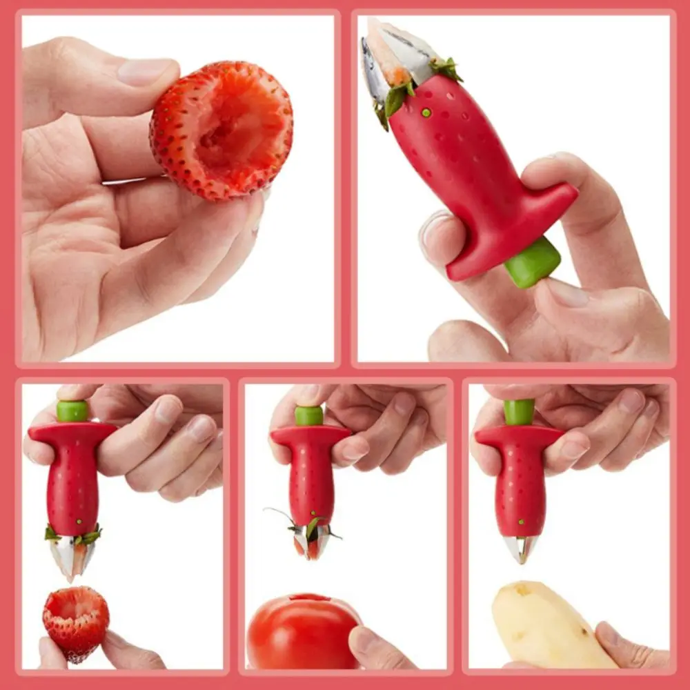 Stainless Steel Strawberry Huller Pineapple Stalk Corers Fruit Stem Remover Creative Design Stem Removal Device Kitchen Use