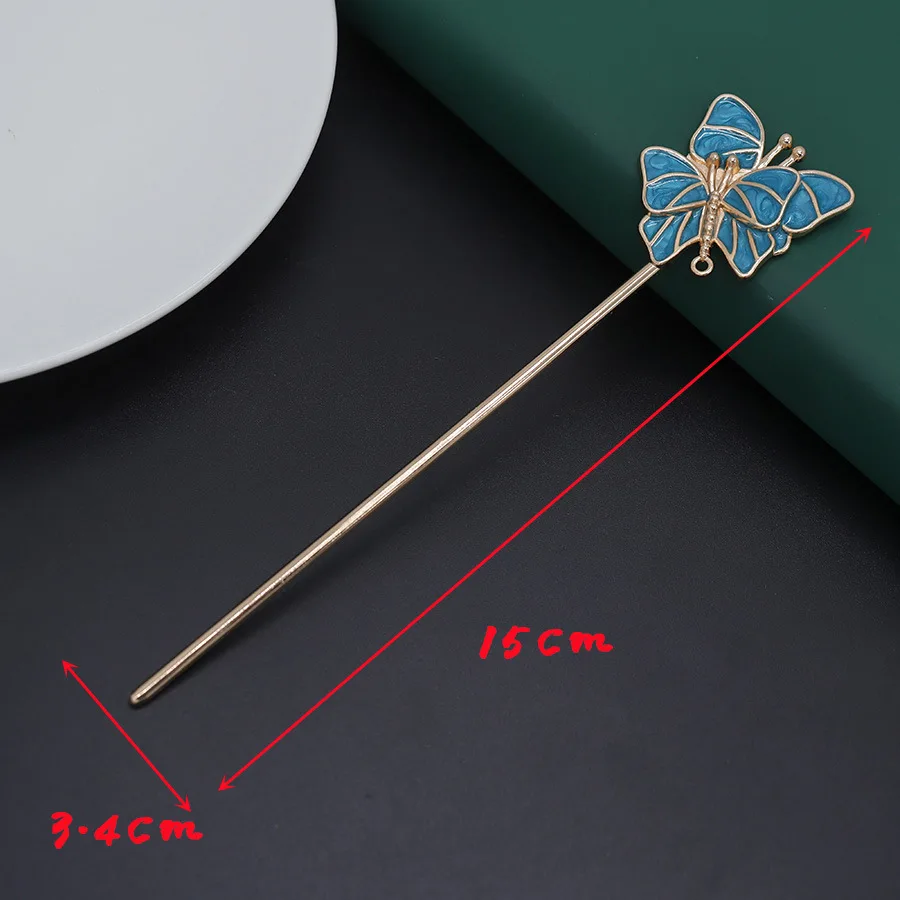 Alloy Double Butterfly Three Plum Blossoms Auspicious Clouds Hairpin Step Shake Body Ancient Style Hanfu Qipao Accessories