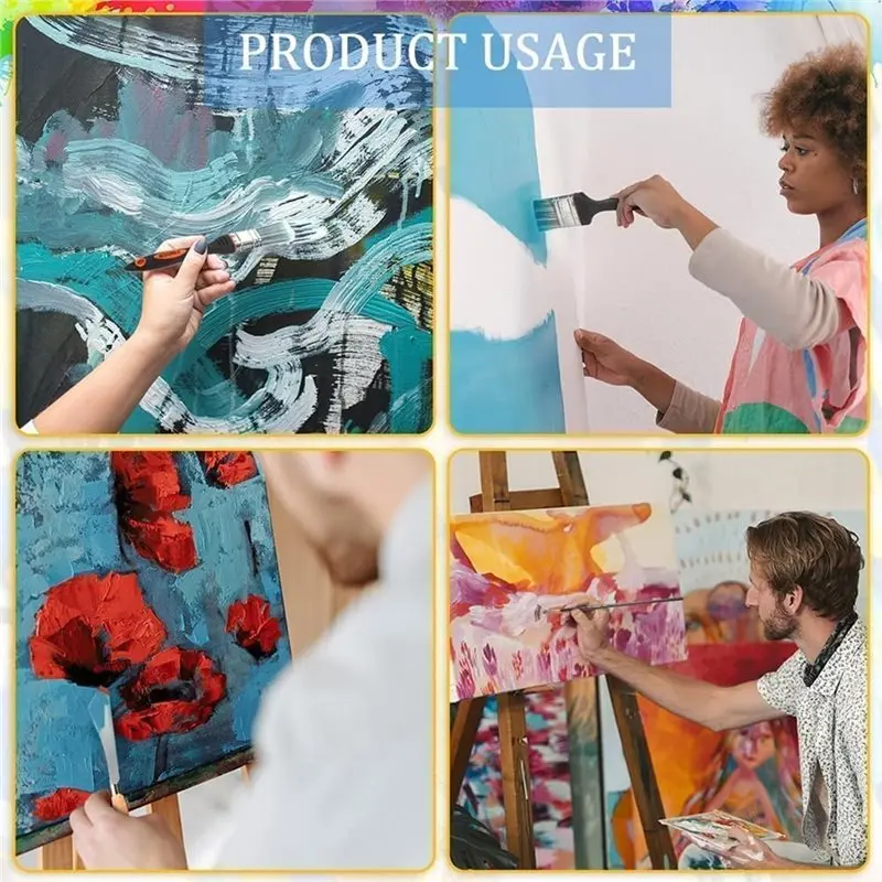 【هدية】للمجموعة الطلاء 6 قطع من فرشاة خلاط الخلفية وخلاط المروحة لطلاء إطار النافذة وفرشاة الفنان ذات الزوايا الضيقة