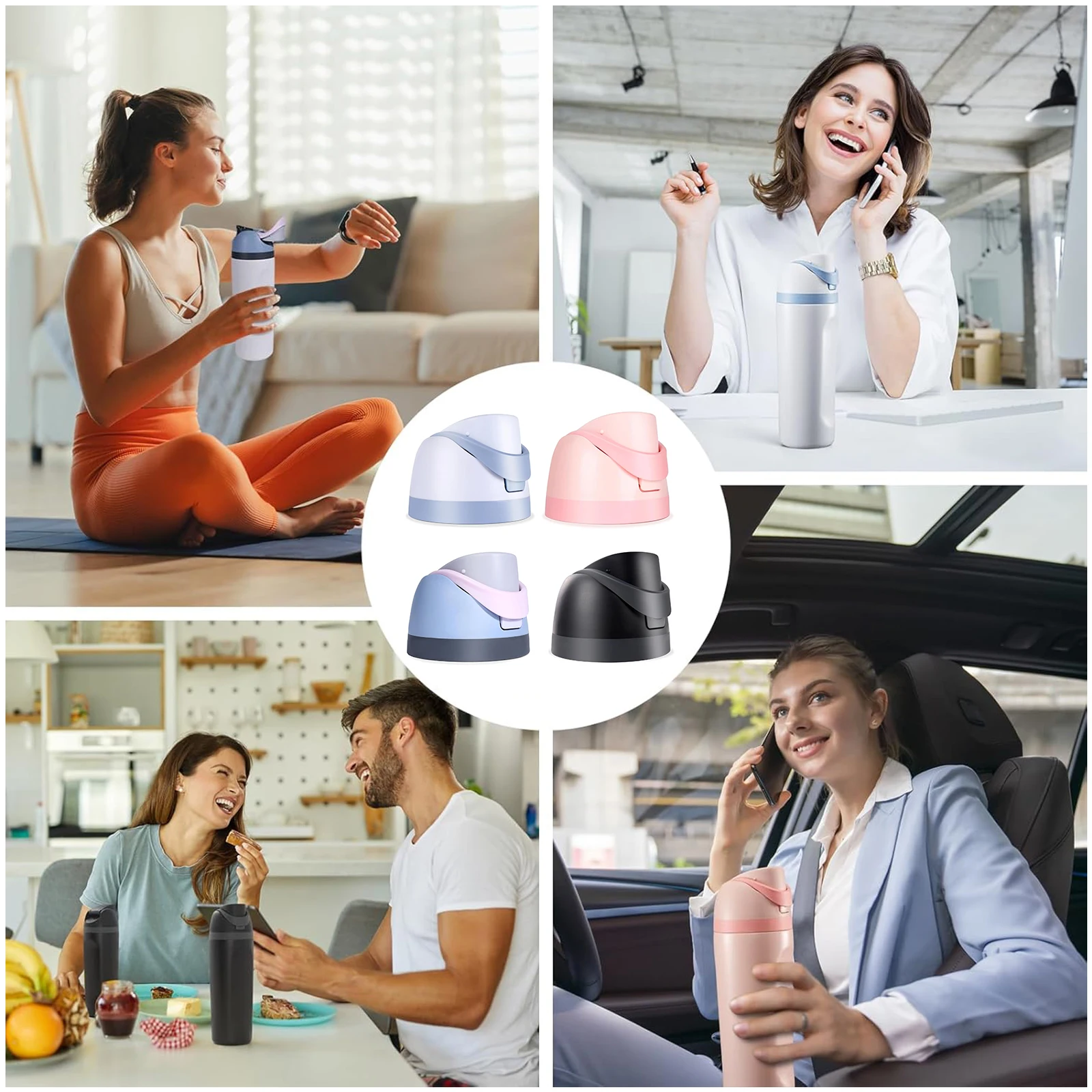 ウォーターボトル用交換蓋、16オンス、24オンス、32オンス、40オンスボトル用プレミアムアクセサリー ﻿