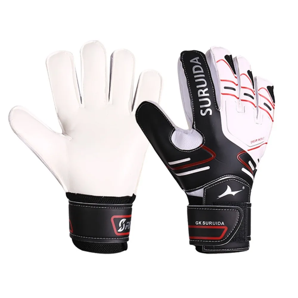 1 Pair Size 5-10 Goalkeeper Gloves Thickened Latex Football Goalie Gloves Adjustable Anti Slip Game Goalkeeper Gloves Soccer
