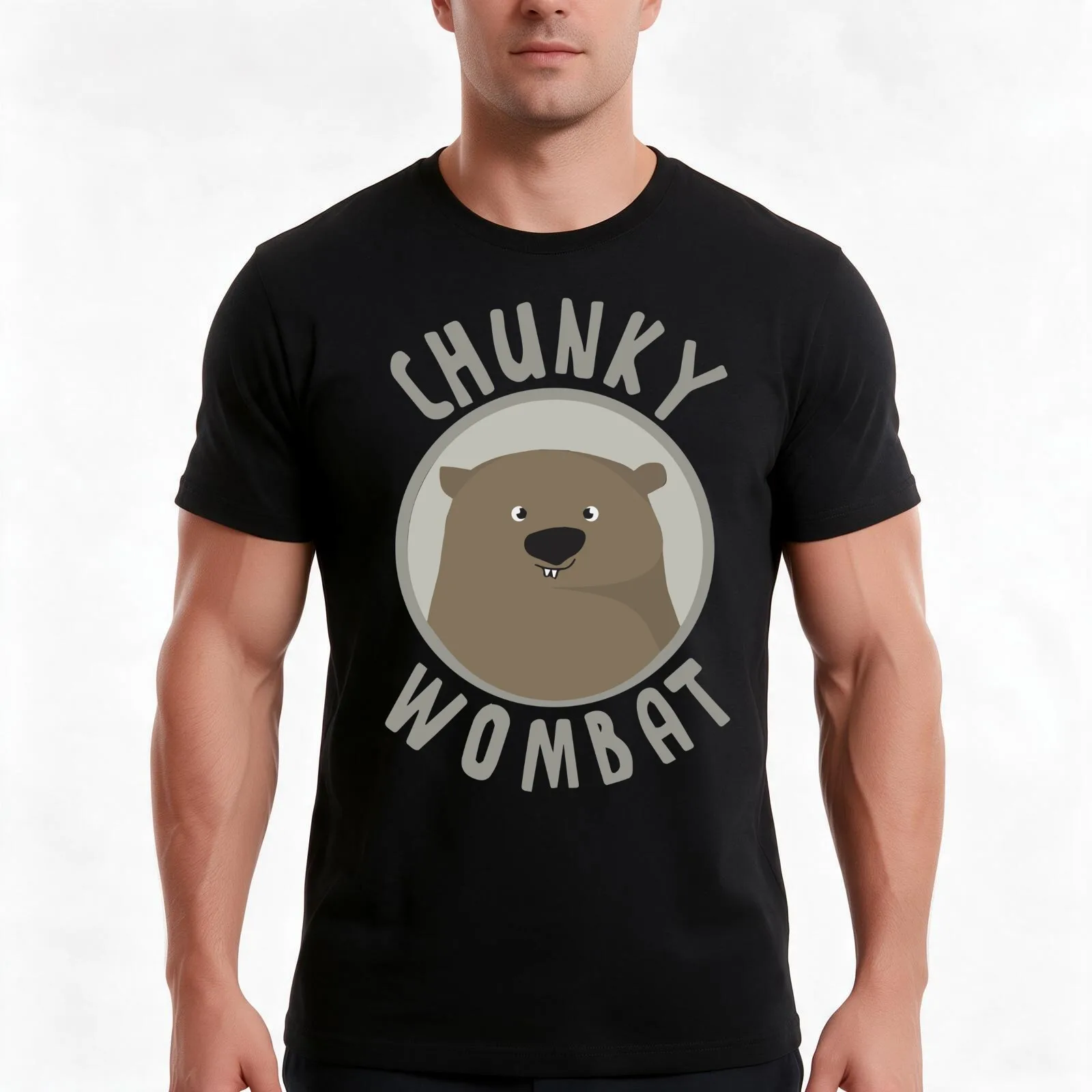 Chunky Wombat Merchandise T-Shirt, Summer Casual Cotton Tee, Oversized Streetwear Tops, Vintage Graphic Print, Unisex Men Women