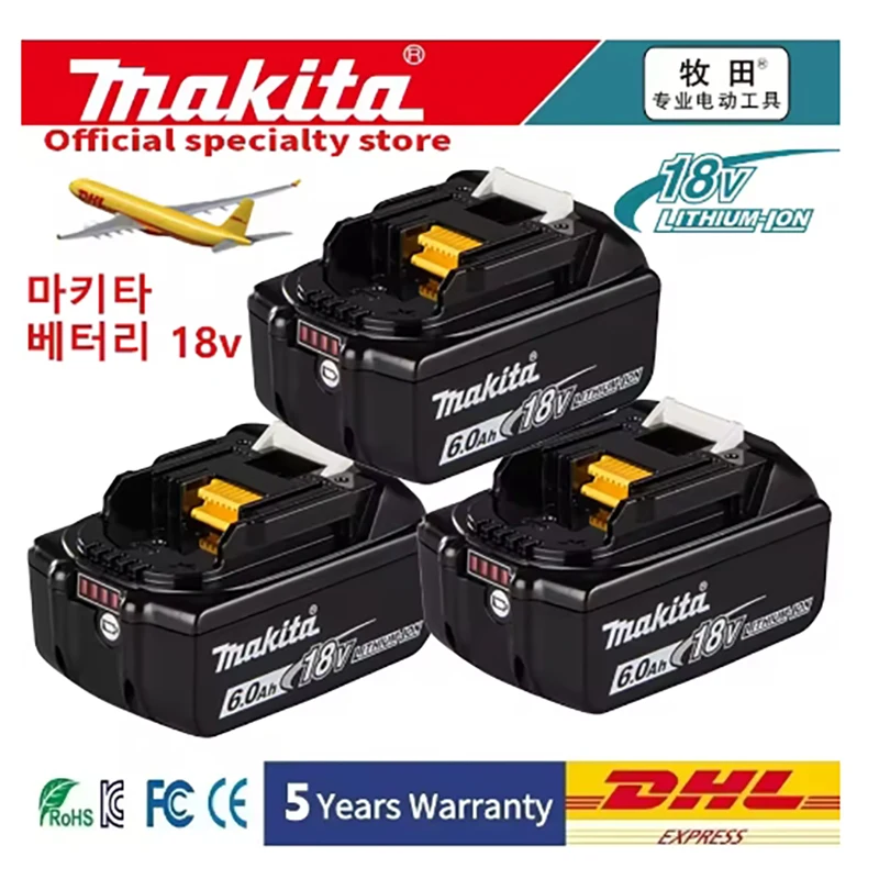 

100% Original Makita 18V 6Ah 5Ah 3Ah Rechargeable Power Tools Battery 18V Makita Li-ion Replacement LXT BL1860B BL1860 BL1850