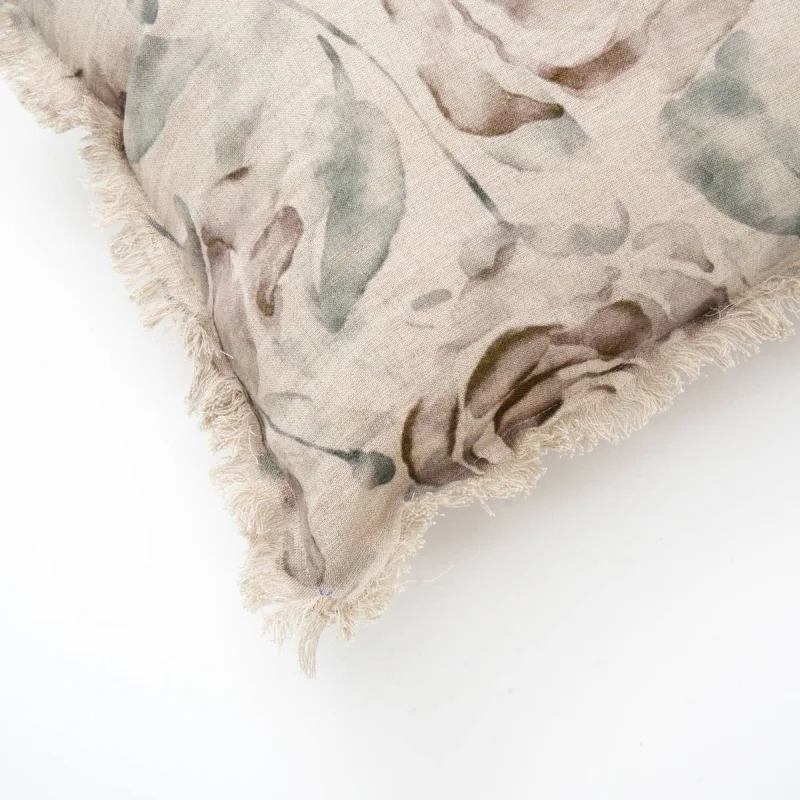 كتان مطبوع مع هامش (بني وأخضر)-16X24 #2