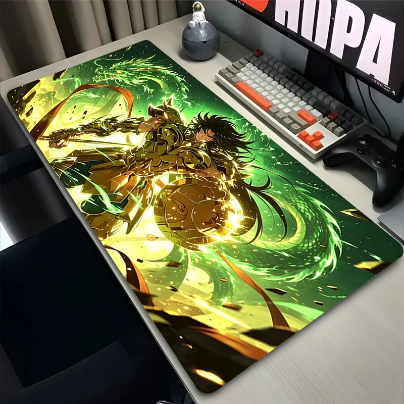 Cool anime Mouse Pad Animation Office E-sports Gaming Table Mat Saint Seiya Oversized Keyboard Pads Lock Edge Computer Mouse Mat