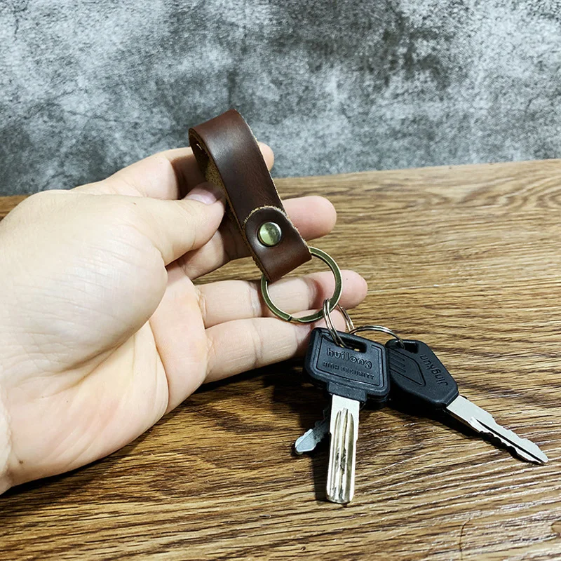 Personalized Genuine Leather Keychain Custom Engraved Key Ring Holder Vintage Car Key Organizer Men Key Case Gift