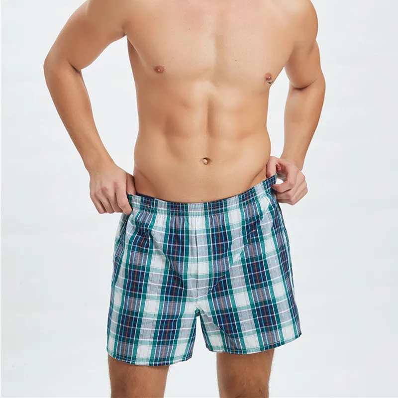 Underwear Men 5pcs Lot Loose Shorts Men\'s Panties Cotton boxer male plus Large big size Comfortable Soft plaid under wear sexy