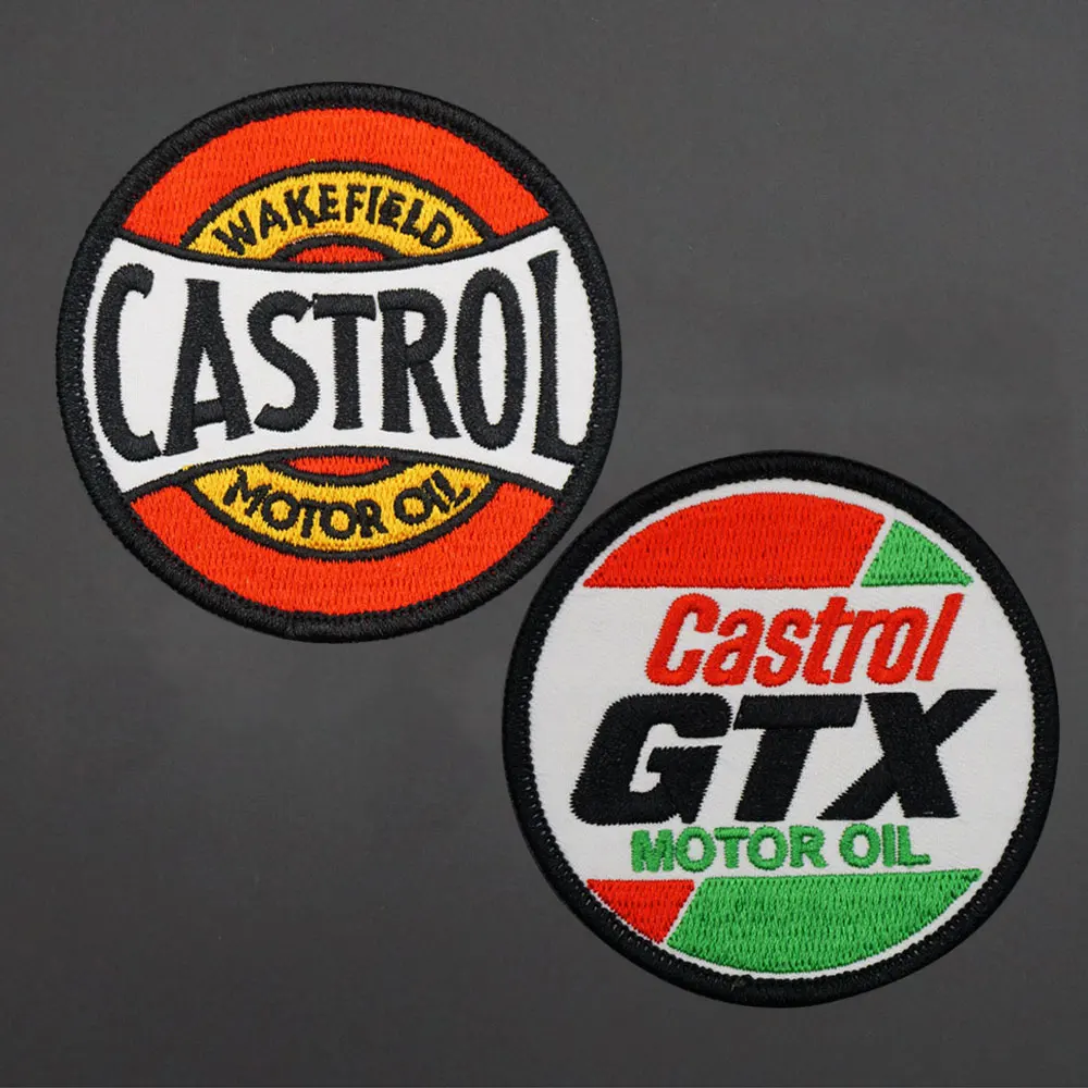 MOTOR OIL embroidered patches with hook backing