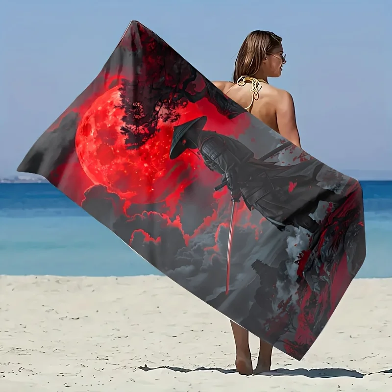 1pc Multi-size Oversized Soft Beach Bath Towel, Unique Knight Pattern Design, Highly Absorbent, Quick-drying and Durable
