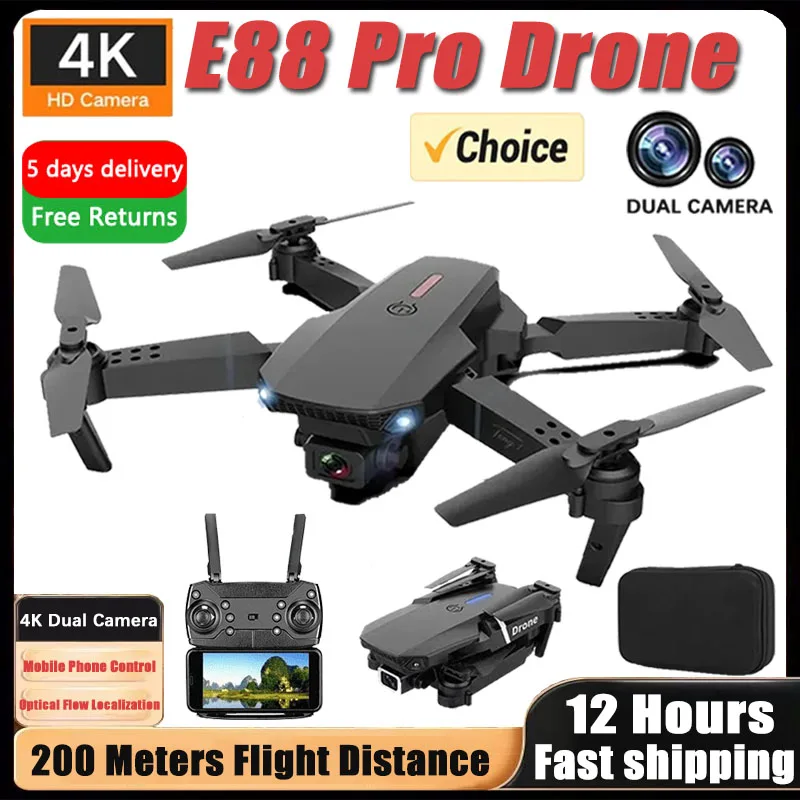 2024 E88Pro RC Drone 4K Professinal With 1080P Wide Angle HD Camera Foldable Helicopter WIFI FPV Height Hold Gift Toy