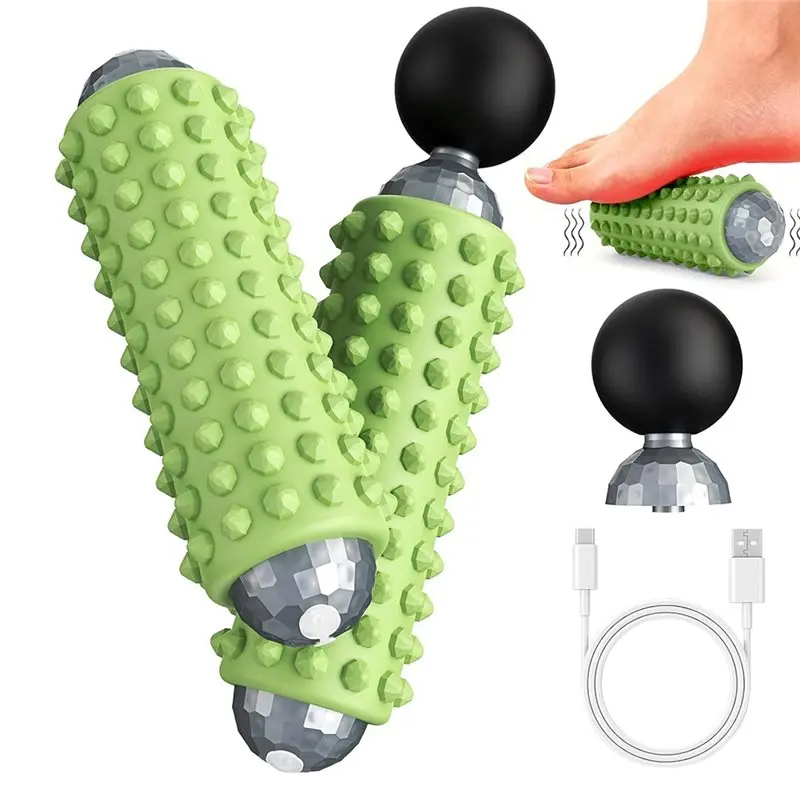 Portable Mini Electric Massage Roller 4 Speeds Vibrating Massage Ball, 2-In-1 Muscle Relief Gun& Roller