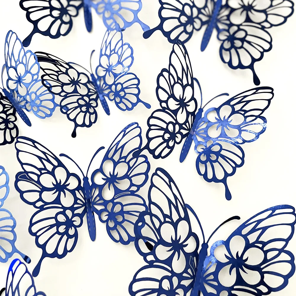 12 Teile/satz 3D Hohl Schmetterling Wand Aufkleber Wand Dekor für Wohnzimmer Hochzeit Party Dekoration Schmetterlinge Aufkleber Aufkleber – Detail 18