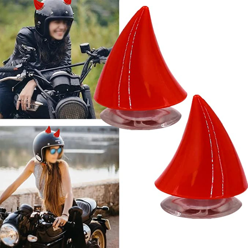 2Pcs Motorcycle Helmet Decoration Rubber Devil Horn with Suction Cups Helmet Decor for Motorbike Bicycle Headwear Accessories