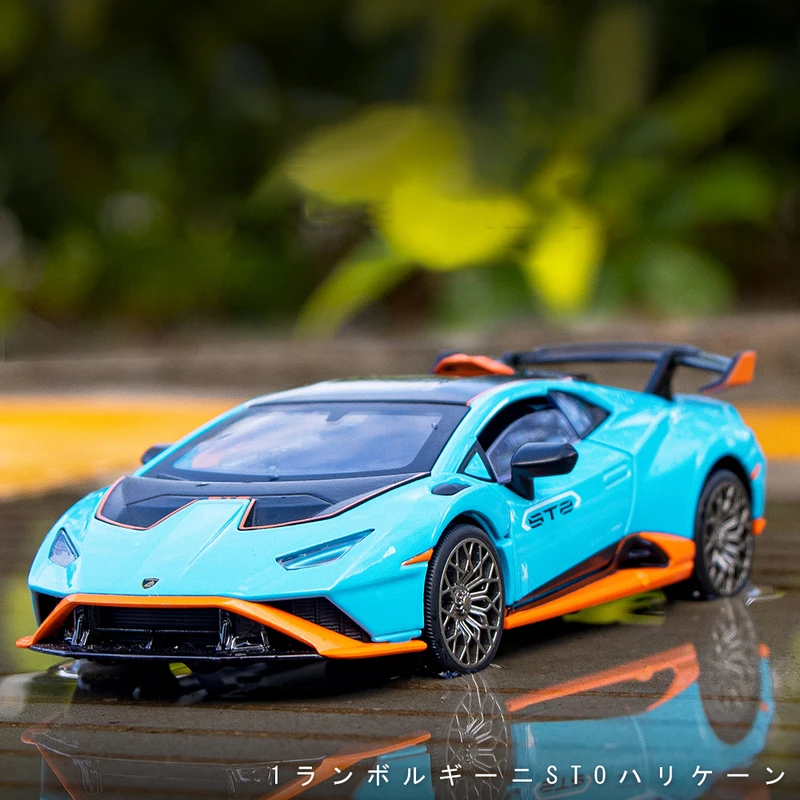 1:30 Lambos Huracan STO Alloy Die Cast Toy Car Model Sound and Light Pull Back Children\'s Toy Collectibles Birthday gift