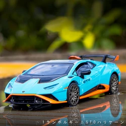 1:30 Lambos Huracan STO Alloy Die Cast Toy Car Model Sound and Light Pull Back Children's Toy Collectibles Birthday gift