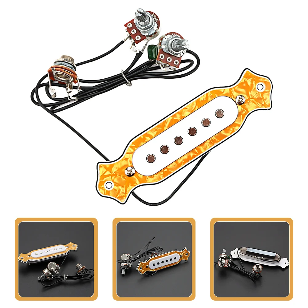 

Multifunctional Instruments Guitar Pickup with Tone Wiring Harness Yellow Metal Bridge