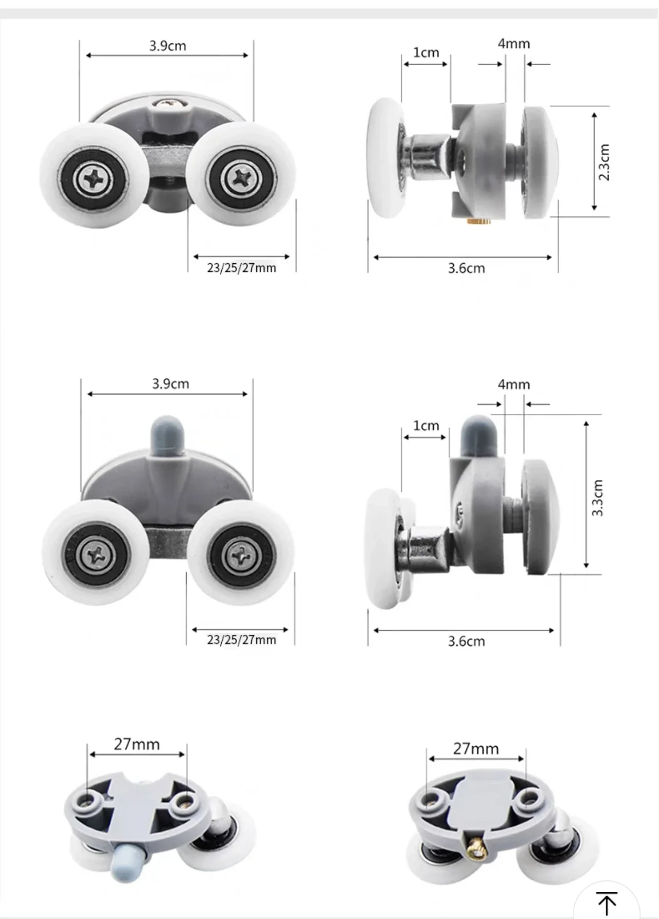 

Комплект из 8 роликов для раздвижных дверей: двойные колесики для изогнутых стеклянных дверей, фурнитура для подвесных раздвижных дверей, 23/25/27 мм