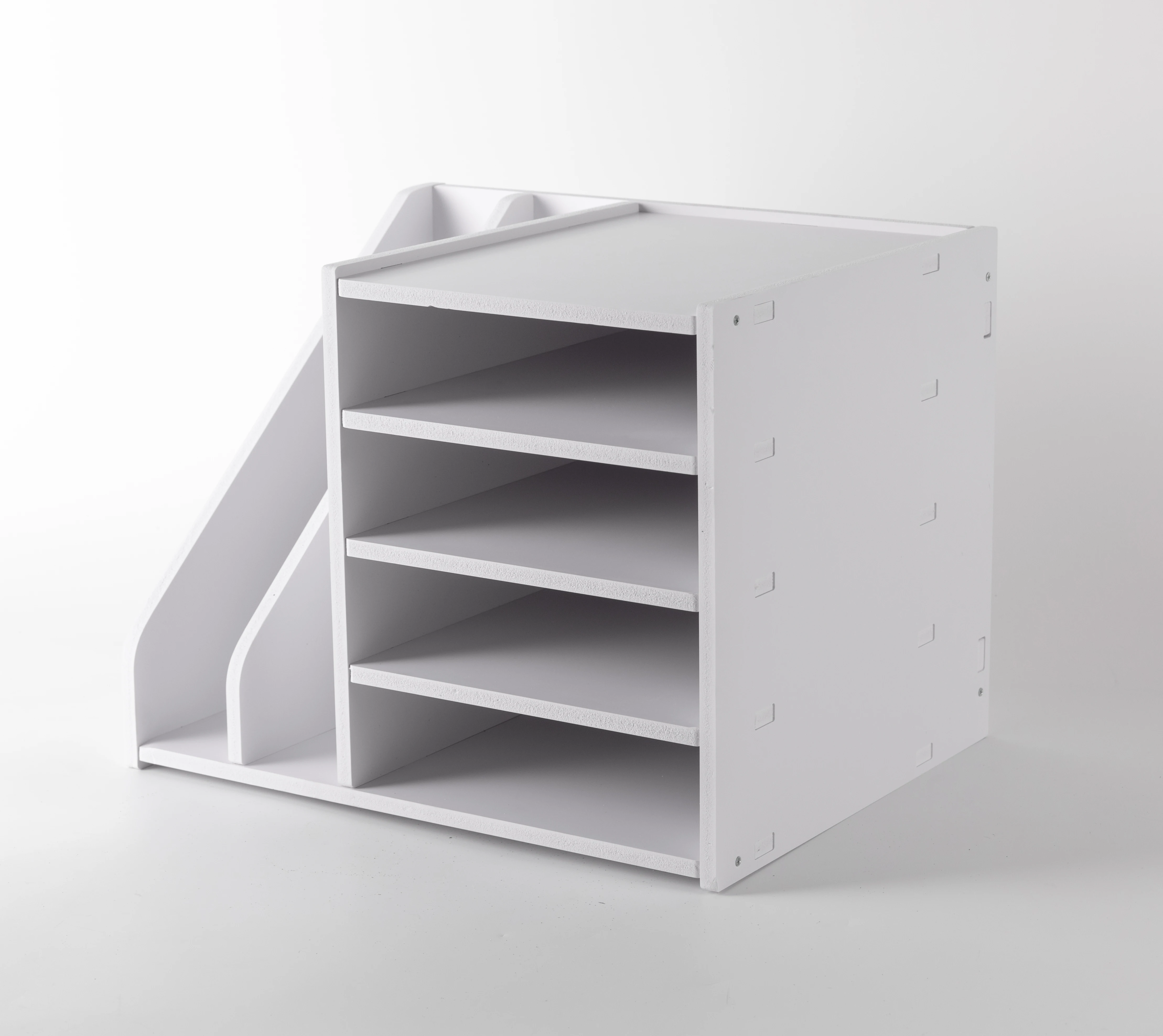 White PVC 39*31*30cm 4+2 Layer File Rack Thickened 9mm Storage Rack Detachable Laminate Desktop File Organizer