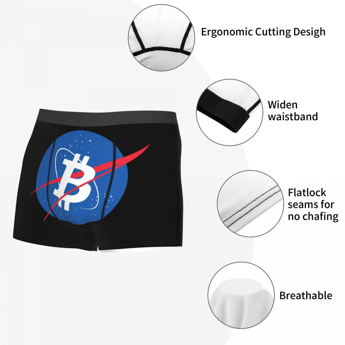 Custom Bitcoin Space Moon Boxers Shorts Men BTC Crypto Coins Briefs Underwear Novelty Underpants image 5