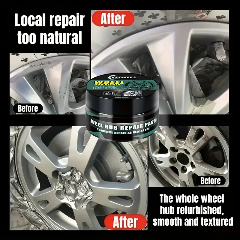 معجون إصلاح عجلة السيارة لسبائك الألومنيوم وعجلات الكروم وإزالة الخدوش والبهتان والأكسدة، ري فضي أبيض وأسود