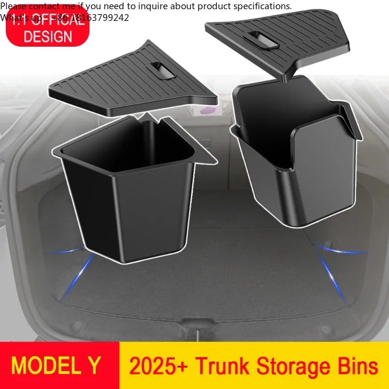 

1:1 Official Design Trunk Storage Bins For Tesla Model Y Juniper 2025 Trunk Organizer Trunk Side Storage Box Travel Accessories