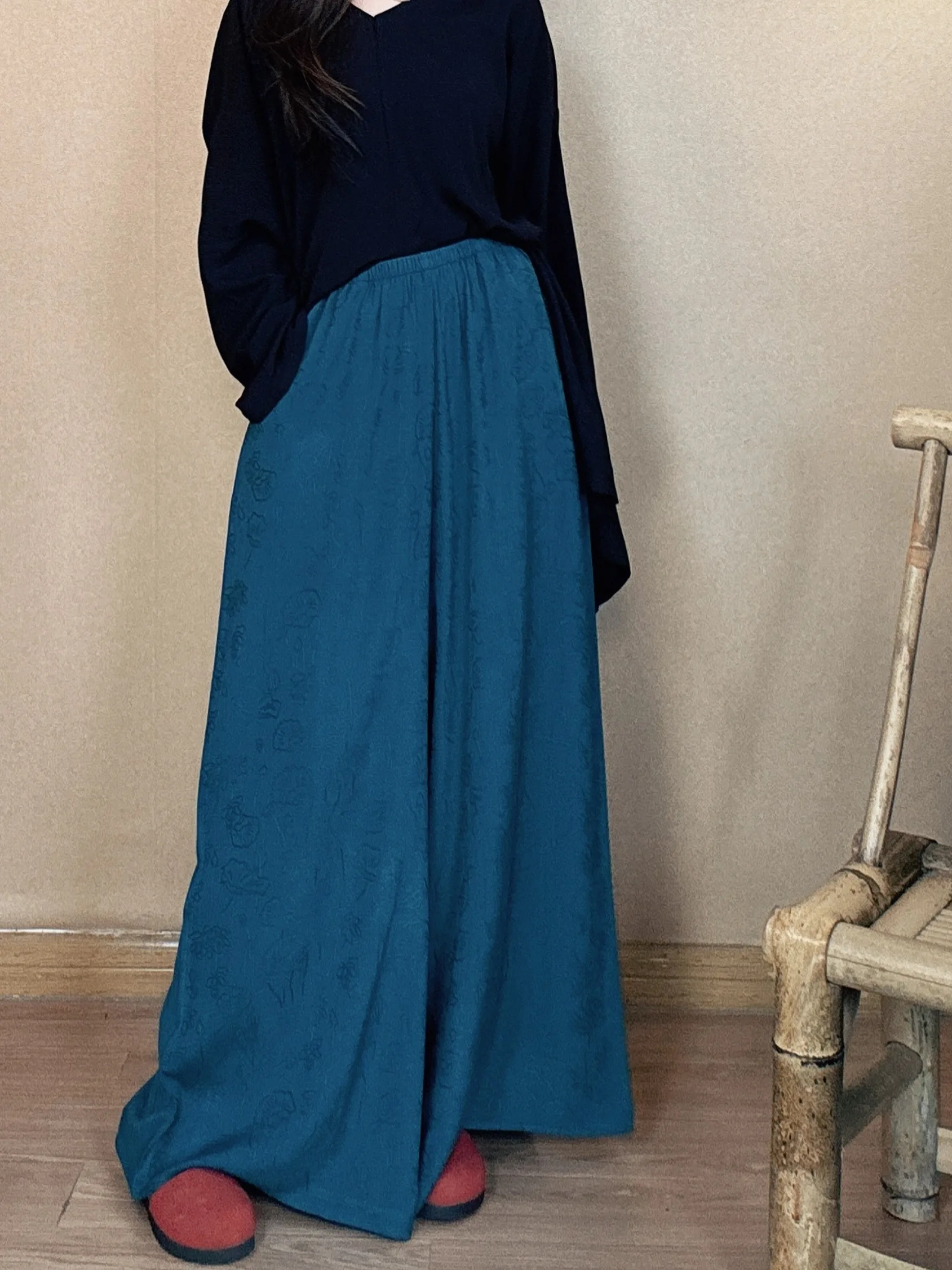 

Хлопковые шелковые повседневные брюки-юбка с широкими штанинами, дышащие, летние, тонкие, удобные для поездок на работу, свободного кроя, больших размеров, женские брюки