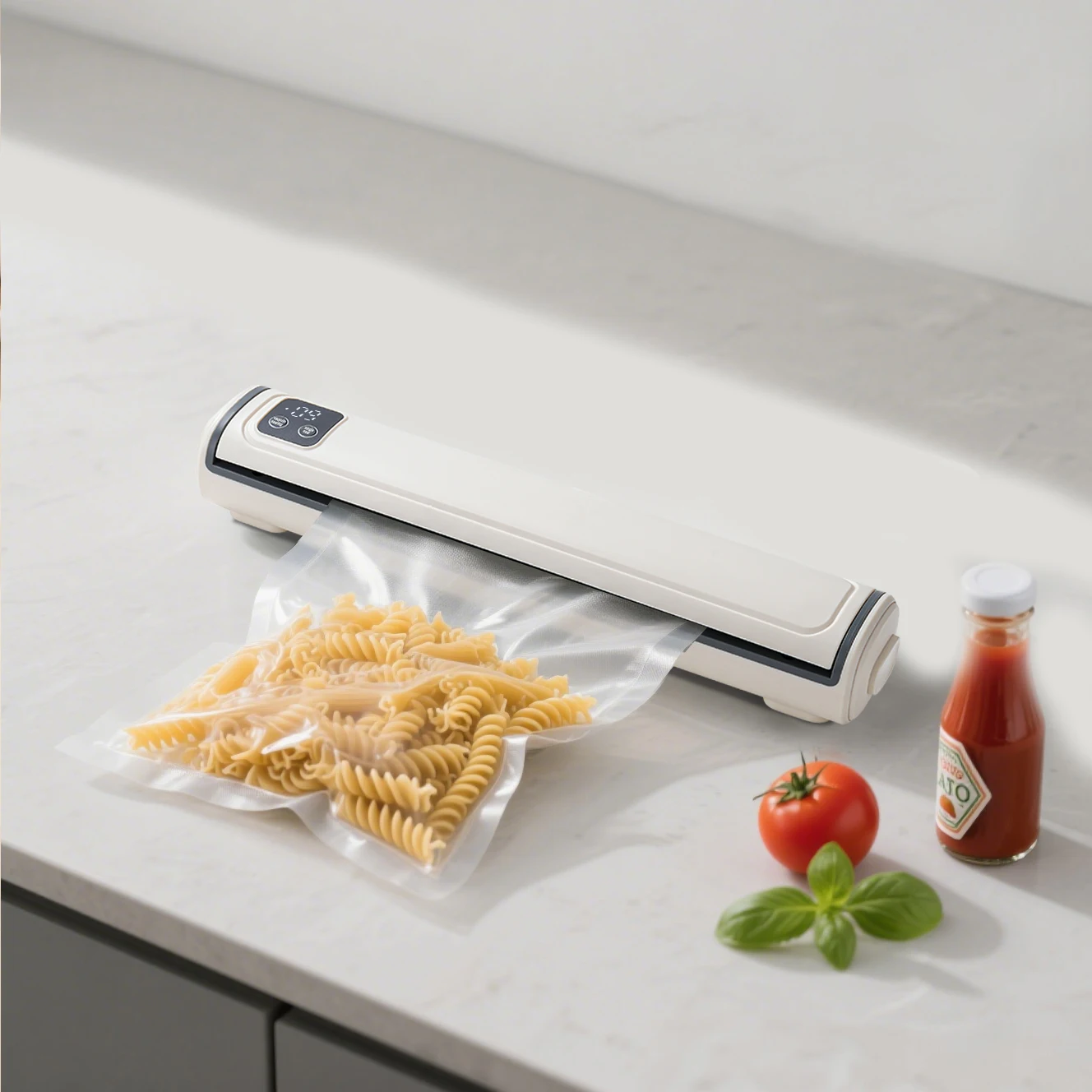 음식 진공 포장기 10개 보관 가방 포함 주방 진공 포장 플라스틱 백 실러 기계 220V