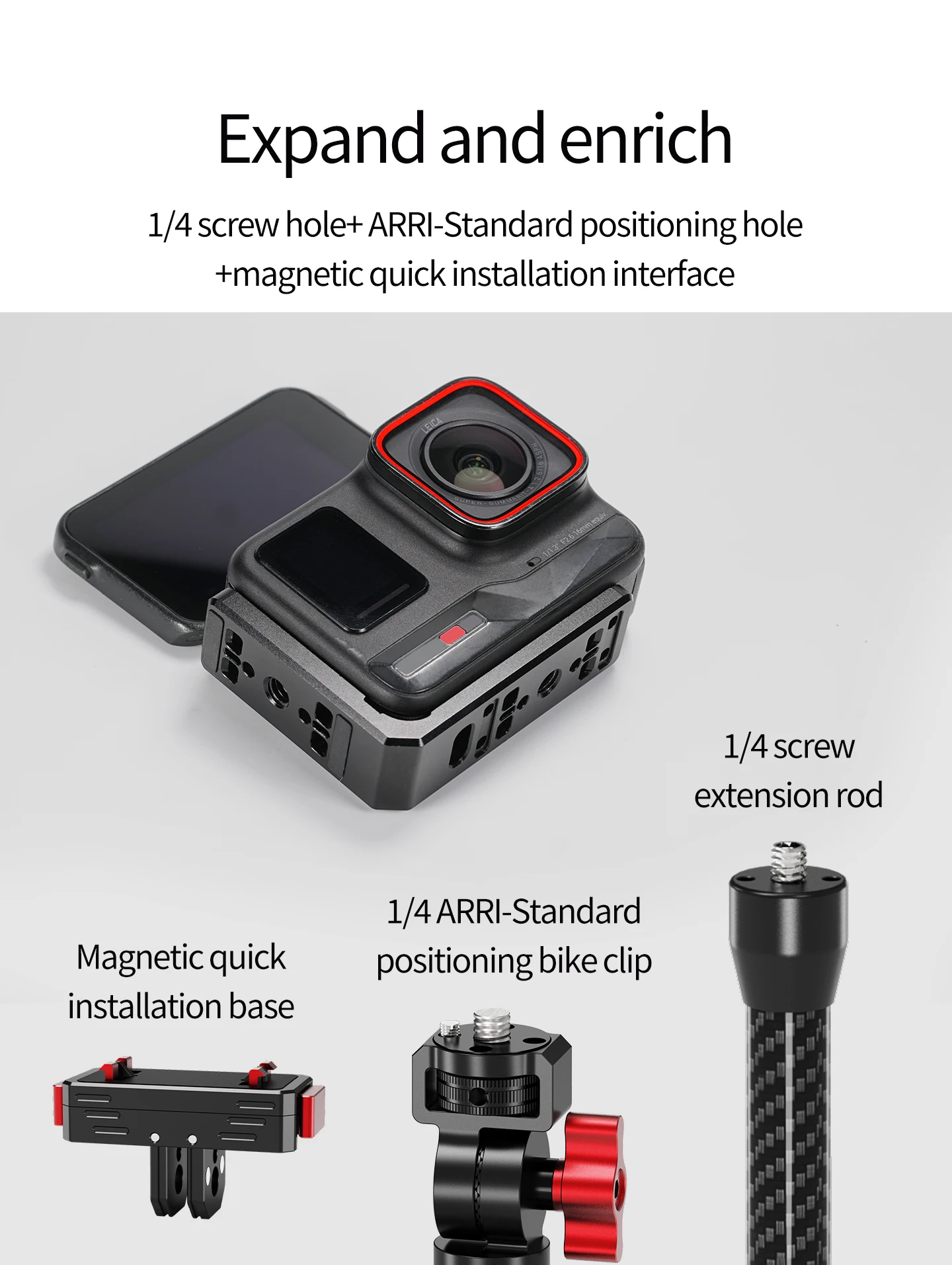 Neue Für Insta360 Ace Pro L Platte Vertikale Horizontale Halterung Magnetische Basis Faltbare Stativ Adapter 1/4 ARRI Sport Kamera Halterung – Detail 21