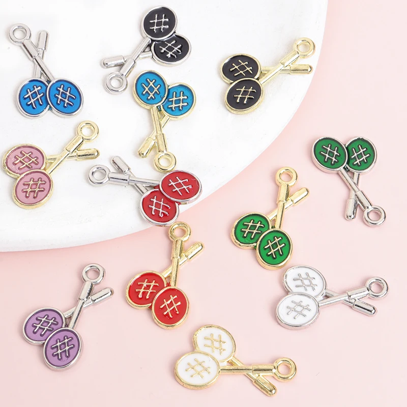 20 stücke Sportart bunte Badminton schläger Tennis schläger Emaille Charms fit für DIY Halskette