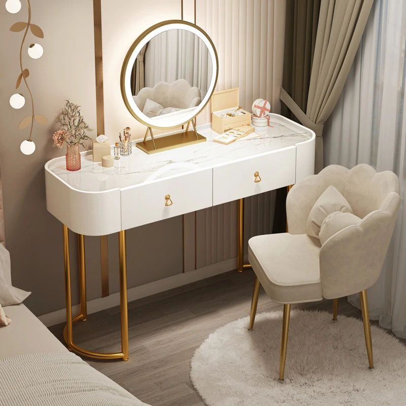 

Nordic White Girl Makeup Bedroom Dressing Table Dressing Room Dressing Table with Mirror Meuble Coiffeuse House Furniture XY50D