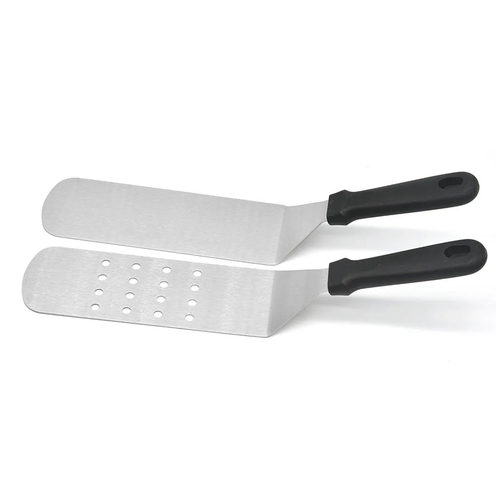 

2PC Grill Shovel Wear-resistant Rustless Durable Heat-resistant Stainless Steel Grill Fork Tong Scraper Barbecue Tools