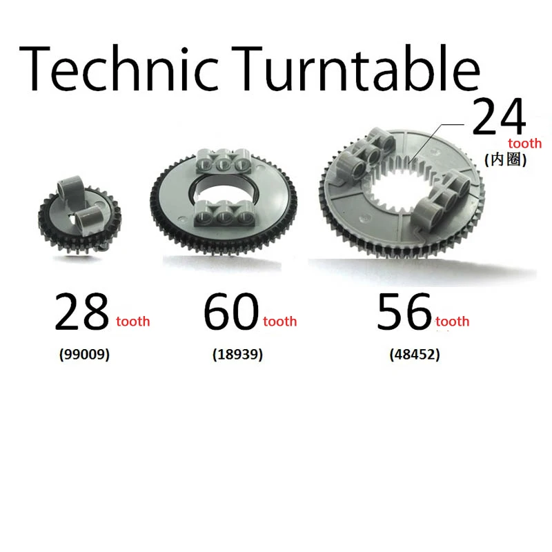 MOC High-tech turntable Rotating Platform  gear Parts for Small Particles Building Blocks  Compatible with 18939+18938, 48452cx1