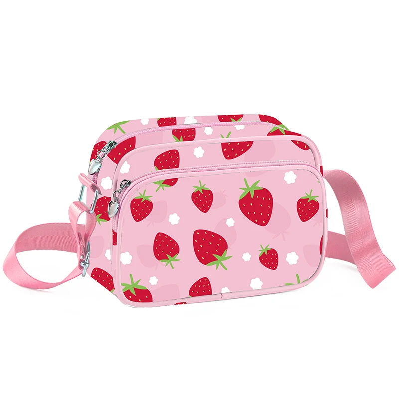 Crossbody Bag with Adjustable Strap Lightweight Messenger Bag with Zipper Closure Strawberry Print Shoulder Bag for Phone Coin