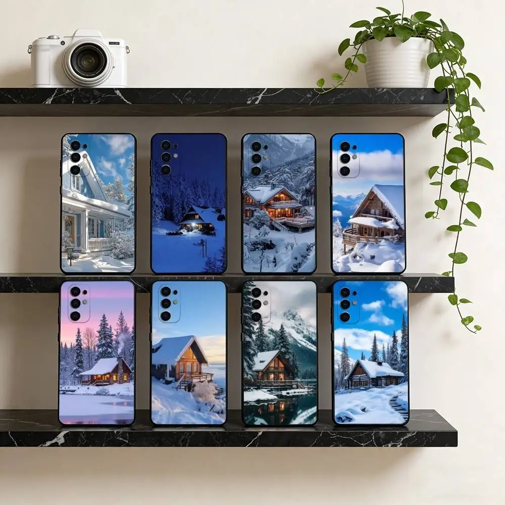 

Snow View House Landscape Phone Case Black Silicone Soft For Samsung S25,S24,S21,S22,S23,S30,Ultra,S20,Plus,Fe,Lite